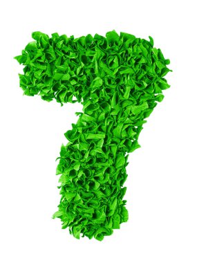 Yedi. El yapımı sayısı 7 yeşil hurda kağıt