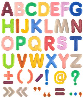 Handmade multicolor Alphabet set with punctuation marks from felt clipart