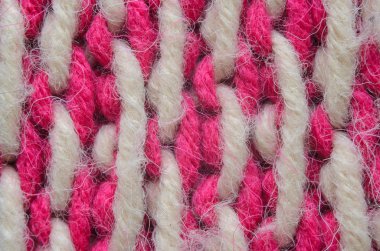 Pembe ve Biege'e örme doku yakın çekim