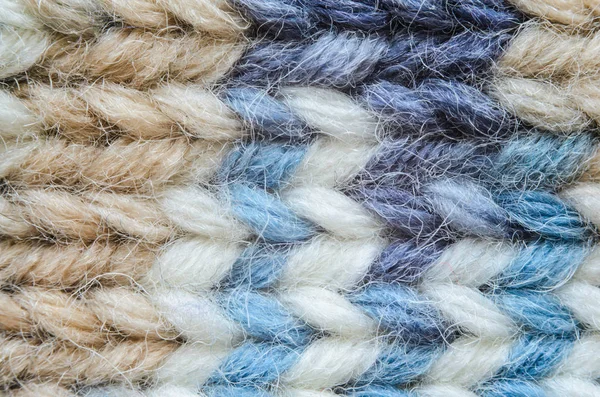 Меланжевая синяя текстура вязания крупным планом — стоковое фото