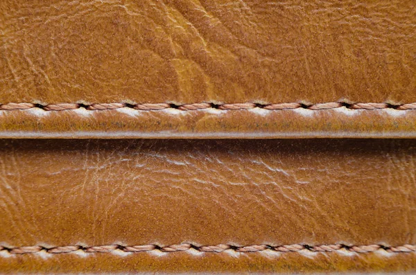 Textura Hnědá Kůže Stehy Prvek Kožené Oděvy Detail Švy Výrobky — Stock fotografie
