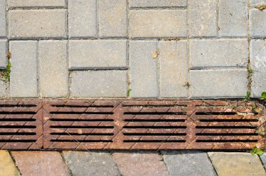 Kaldırım sokak arka plan su tahliye ile