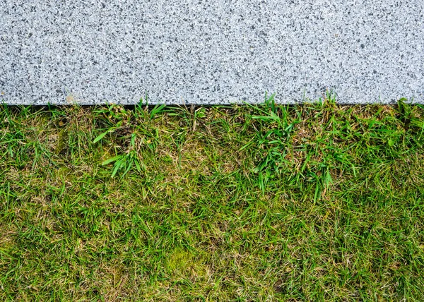 Gri Granit kaldırım ve çim çim dokusu