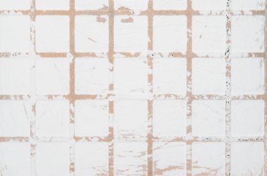 Doku seramik karo damalı kabartma ile kaşıdı. Beyaz duvar arka plan çizik