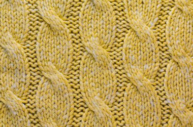 Sarı yün kumaş düzenli kablo ile örgü örgü doku desen arka plan olarak dokuma kumaşlar