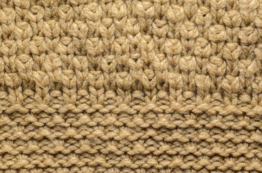 Örme kazak örgü iki tür bej doku. Arka plan olarak örgü doku.