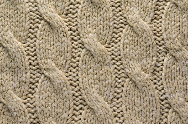 Beżowy Kabla Drugą Teksturę Faktura Tkaniny Dziane Sweter Jednolitego Wzorca — Zdjęcie stockowe