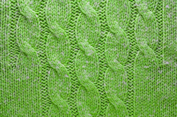 Zelený Úplet Textury Béžový Vlněný Úplet Copánkovým Vzorem Úplety Prázdné — Stock fotografie