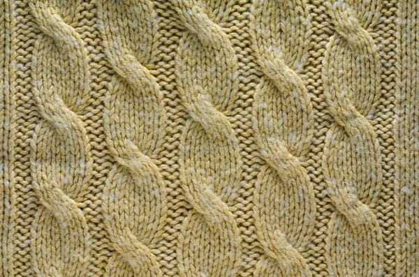 Knit Texture Beige Wool Knitted Fabric Cable Knits Pattern Blank — Stock Photo, Image