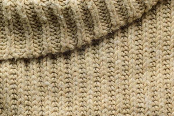 Beżowy Sweter Tekstura Zbliżenie Elementy Swetra Jako Tło — Zdjęcie stockowe