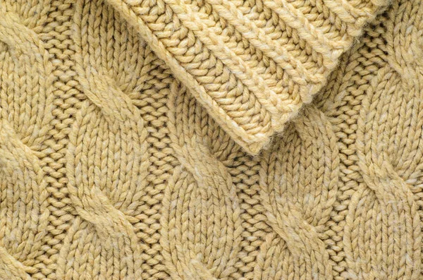 Beżowy Sweter Tekstura Zbliżenie Elementy Swetra Jako Tło — Zdjęcie stockowe