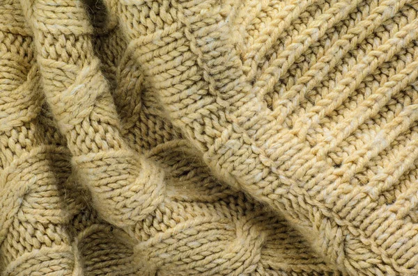 Beige Sweater Texture Close Elements Knitted Sweater Background — Stock Photo, Image