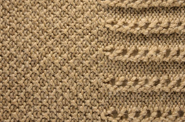 Textura Beige Suéter Punto Con Dos Tipos Punto Textura Punto —  Fotos de Stock