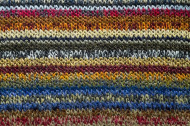 Renkli örgü kumaş dokusu. Örme kazak bez boş arka plan
