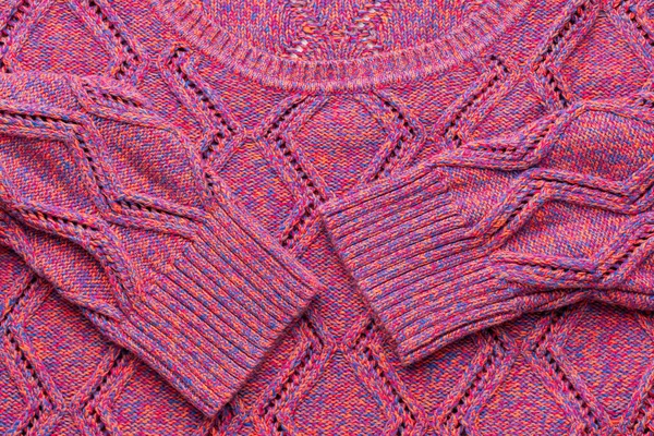 Women's knitted woolen pink sweater with aranas