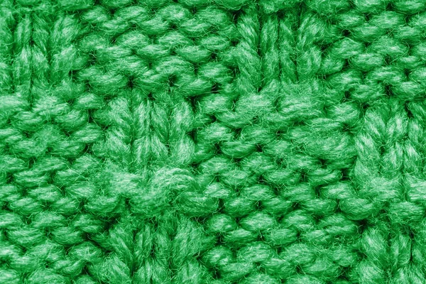 Tekstura dzianego swetra. Zielony wzór. — Zdjęcie stockowe