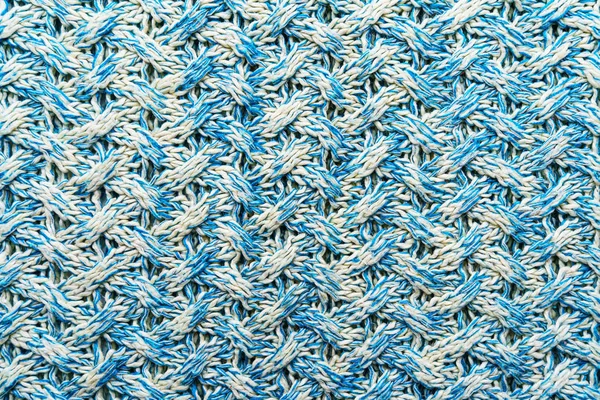 Синьо-біла текстура в'язаної вовняної тканини — стокове фото