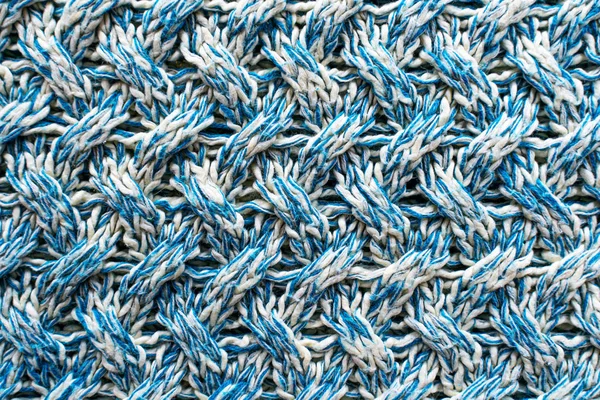 ニットウール生地の青と白の質感 — ストック写真