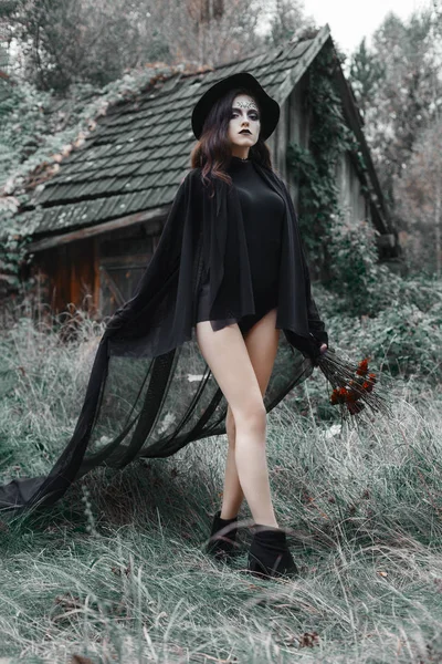 Portre Cadılar Bayramı güzel bir kız makyaj — Stok fotoğraf