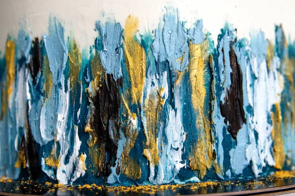 Relief wzór niebieskie kolory ze złotem — Zdjęcie stockowe