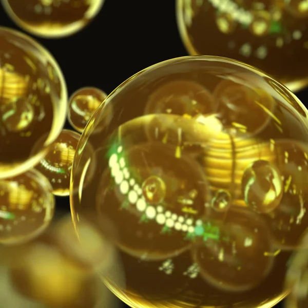 Молекулы золотых сфер — стоковое фото