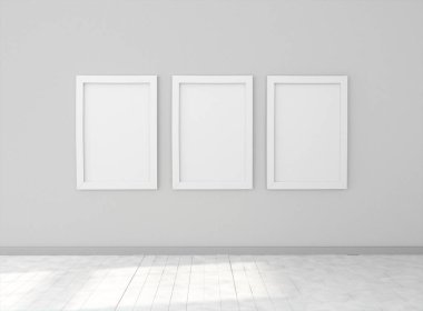 Oda boş resim çerçeveleri duvar ile