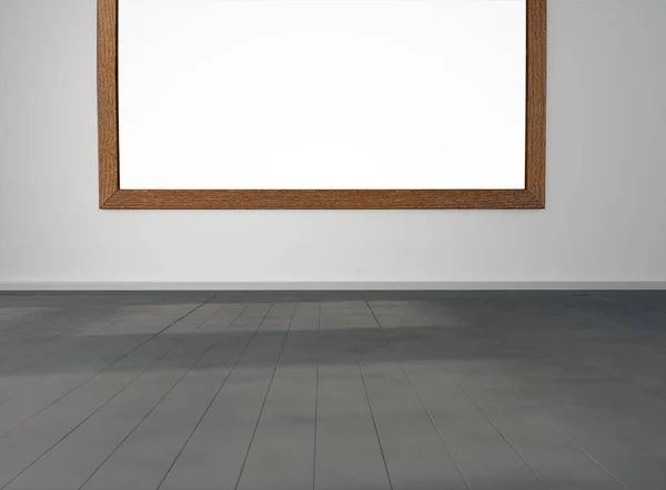 room with blank picture frame on wall