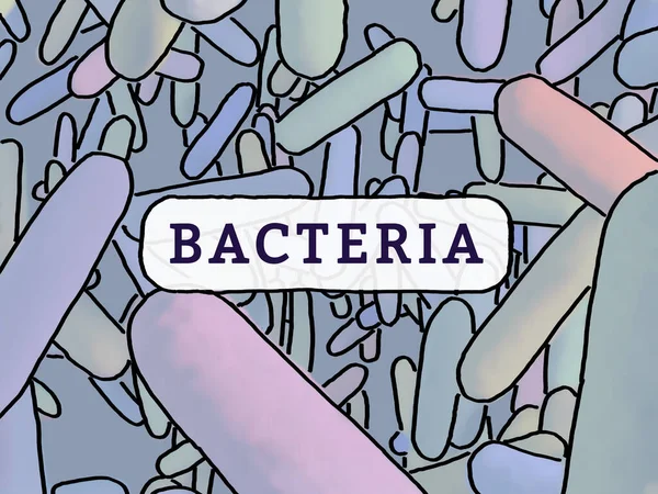 Bacteria of the microbiome. Microscopic image of gut bacteria. 3D illustration.