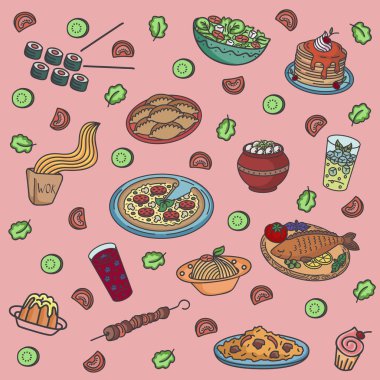 Tatlı parlak vektör yiyecek desen