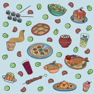 Tatlı parlak vektör yiyecek desen
