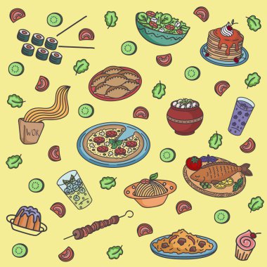 Tatlı parlak vektör yiyecek desen