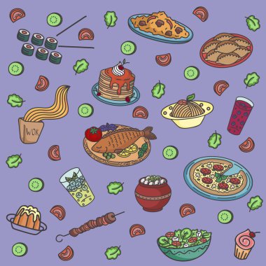 Tatlı parlak vektör yiyecek desen
