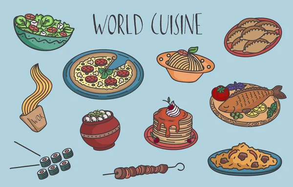 World cuisine set — Stock Vector