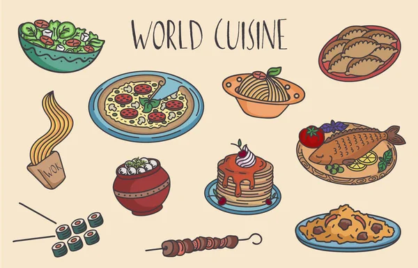 World cuisine set — Stock Vector