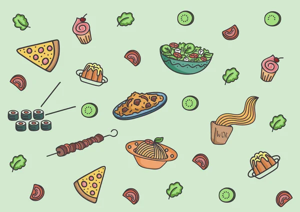 Modèle de nourriture vectoriel de bande dessinée — Image vectorielle