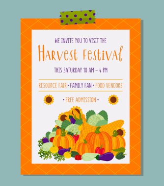 Vektör hasat festivali davet şablonu