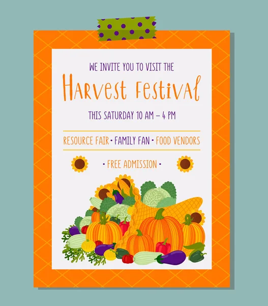 Vektör hasat festivali davet şablonu