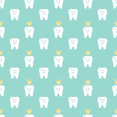 Sevimli vektör sorunsuz diş deseni ile düz kutsal kişilerin resmi