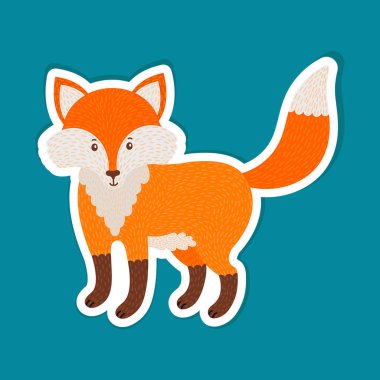 Şirin fox. Mavi arka plan üzerinde izole simgesi