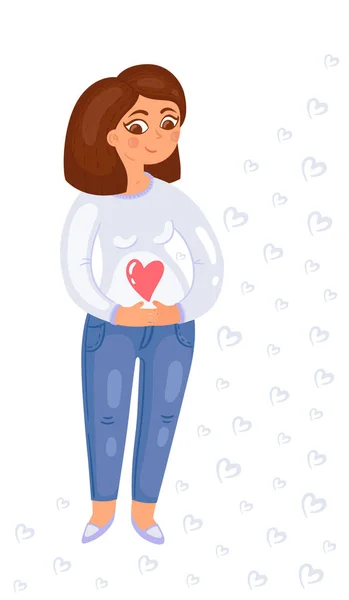 Cute Pregnant Girl Vector Illustration Illustration Great Postcards Communication Pregnancy — Stock Vector