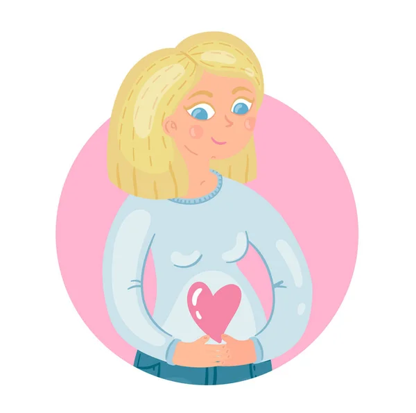 Leuke Zwangere Vrouw Vectorillustratie Deze Illustratie Geweldig Voor Ansichtkaarten Mededeling — Stockvector