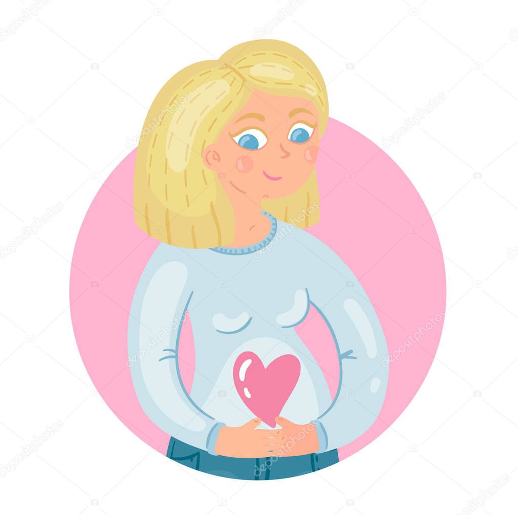 Cute pregnant woman vector illustration. This illustration is great for postcards about the communication of pregnancy.