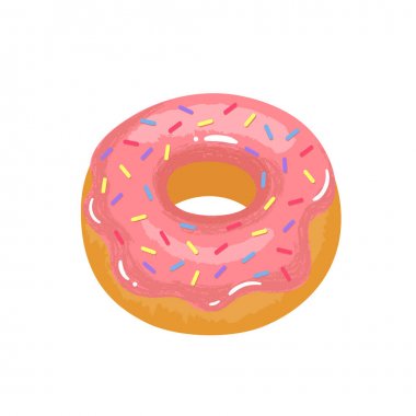 Sır ve yağmurlama ile lezzetli iştah açıcı çörek. Vektör çizim