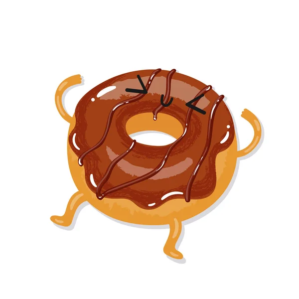 Ilustração Vetorial Lindo Donut Personagem Desenho Animado Imagem Adequada Para — Vetor de Stock