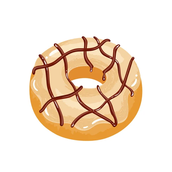 Délicieux Beignet Appétissant Avec Glaçage Chocolat Lait Illustration Vectorielle — Image vectorielle