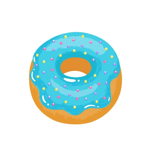 Delicioso Donut Apetitoso Com Esmalte Azul Polvilhado Ilustração Vetorial — Vetor de Stock