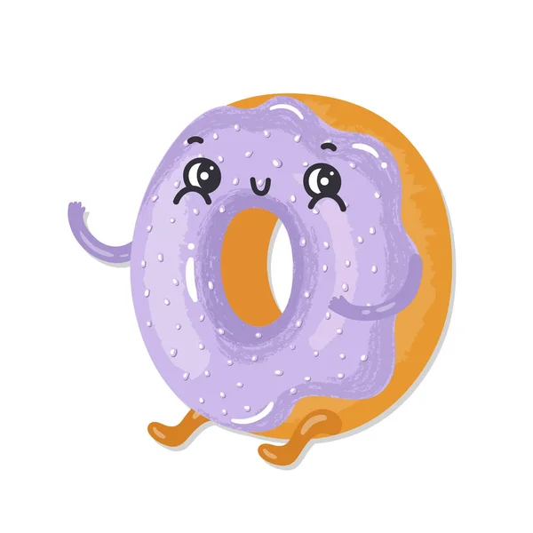 Vectorillustratie Van Een Leuke Cartoon Karakter Donut Het Beeld Geschikt — Stockvector