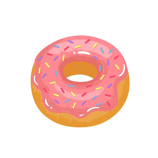 Delicioso Apetitoso Donut Con Esmalte Aspersión Ilustración Vectorial — Vector de stock