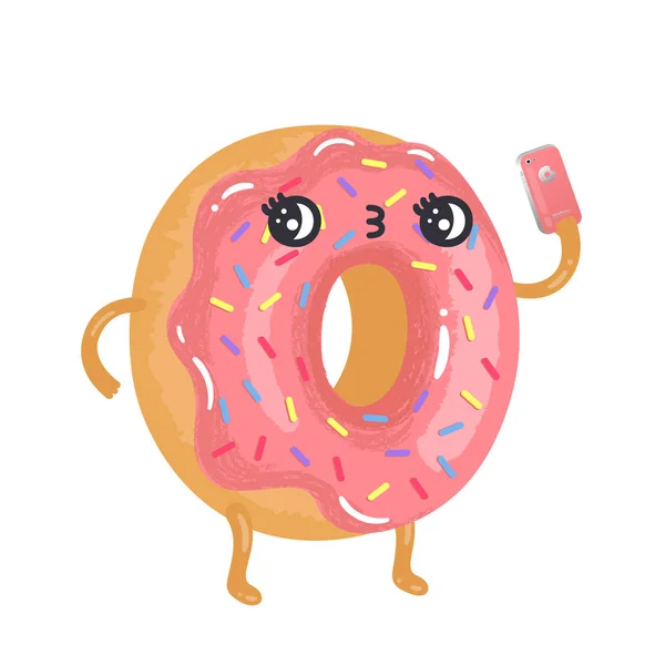 Vector Illustration Cute Cartoon Character Donut Image Suitable Postcards Posters — Stock Vector