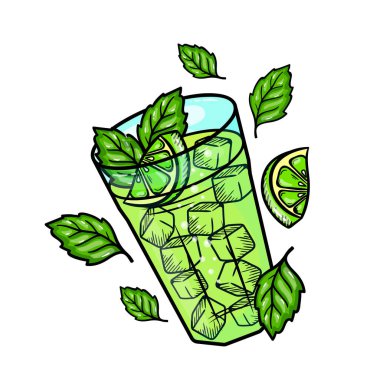 Nane ve limonlu mojito kokteyli..